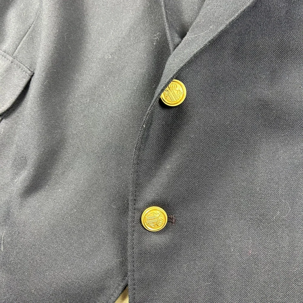 Stanley Blacker Blazer Mens 54R Navy Blue Gold‎ Buttons Classic Hopsack Sport